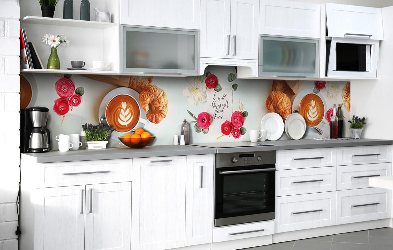 Кухонный фартук Ароматные круасаны виниловый самоклеющийся 60х250 см