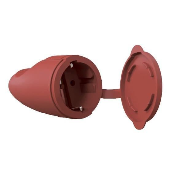 Гніздо Neomax з заземленням та кришкою каучук Червоний (NX2204)