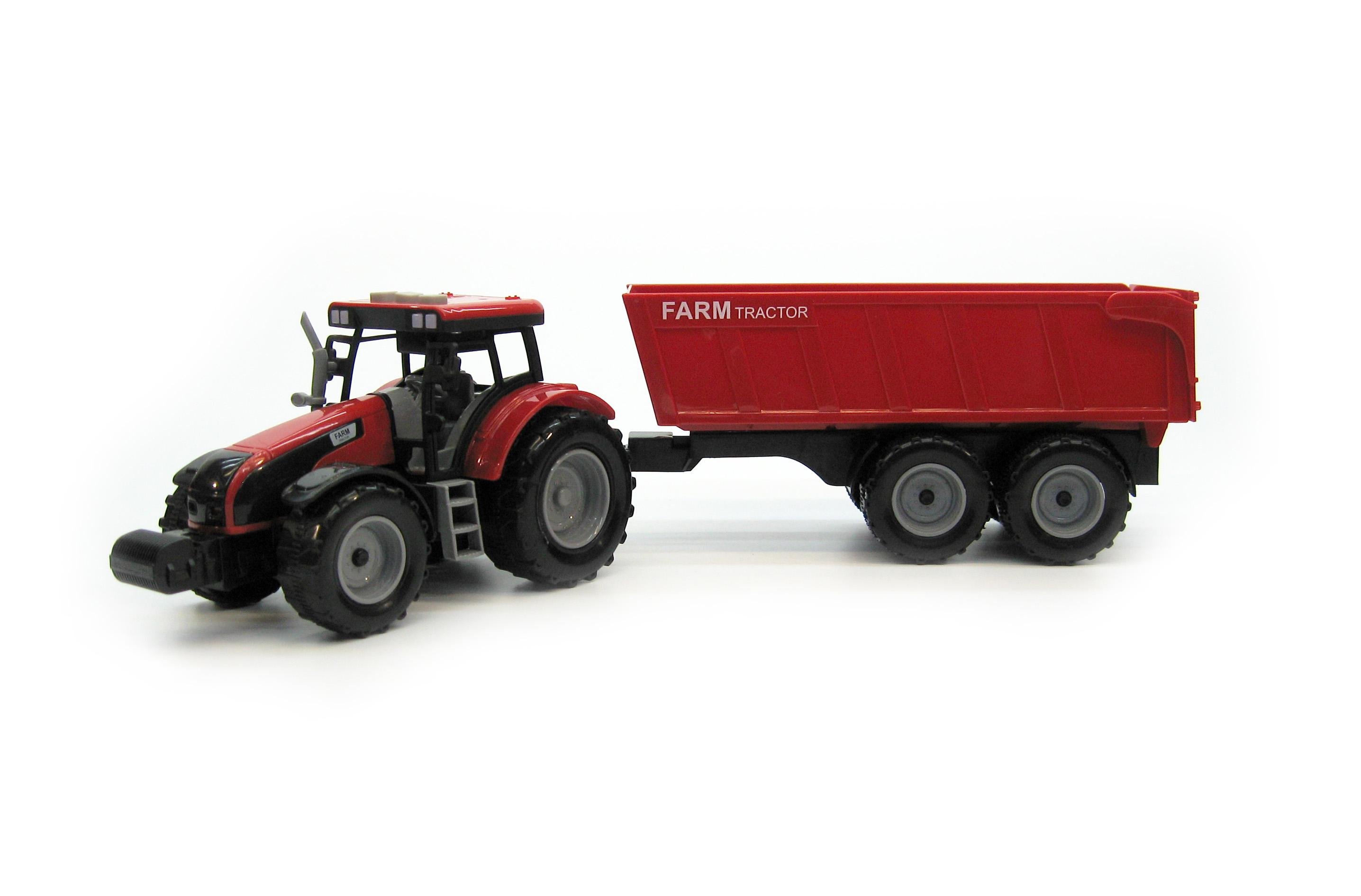 Машина трактор с прицепом 550-49J Красный