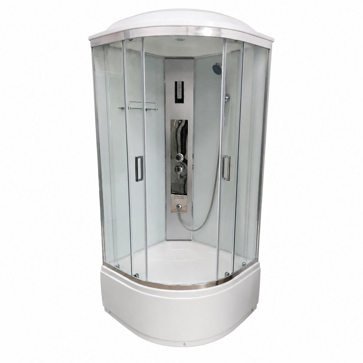 Душевой бокс VERONIS BV-4-100 100x100x220 см с гидромассажем/высоким акриловым поддоном/тропическим душем Хром (34838)