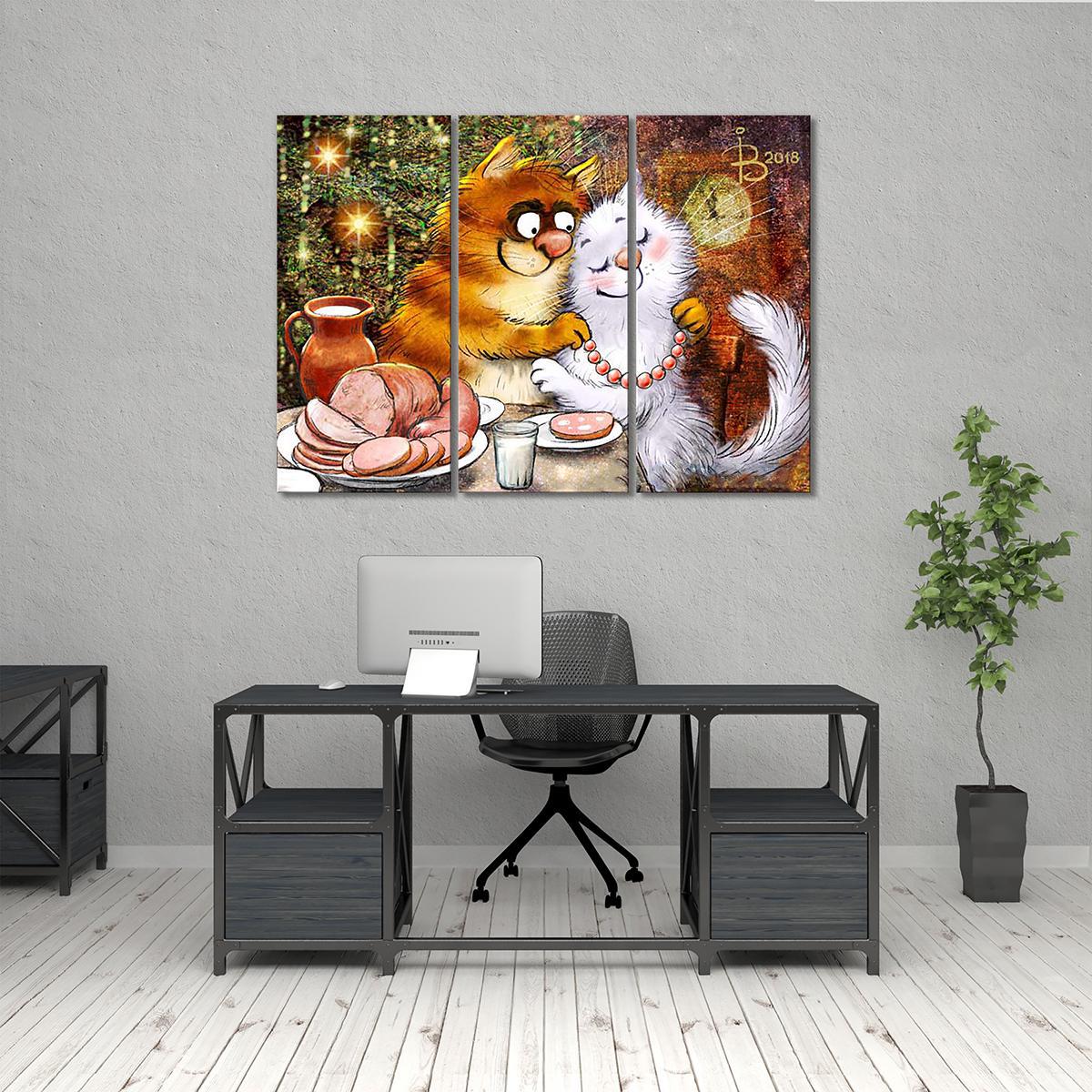 Модульная картина С новым счастьем 3 модуля 120x180 см