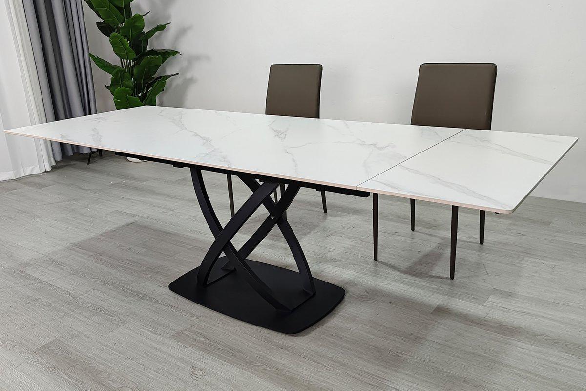 Стол обеденный раскладной Intarsio HILDA CERAMIC 160-240х90 см Белый матовый/Черный (HILDA160) - фото 4 Стол обеденный раскладной Intarsio HILDA CERAMIC 160-240х90 см Белый матовый/Черный (HILDA160) - фото 4