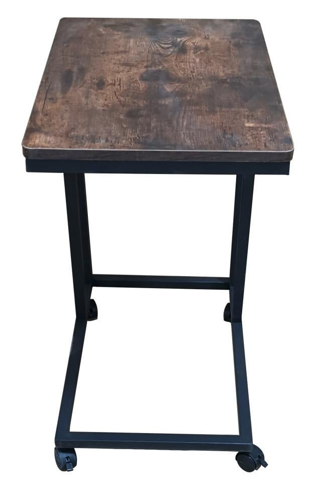 Стол журнальный Bonro 1045 в стиле Лофт на колесах металлический Черно-коричневый (147-76- 42800040)