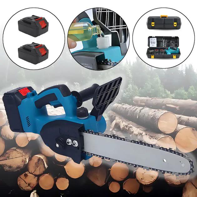 Пилка по дереву акумуляторна ланцюгова 2 акумулятори в комплекті (09024) - фото 4