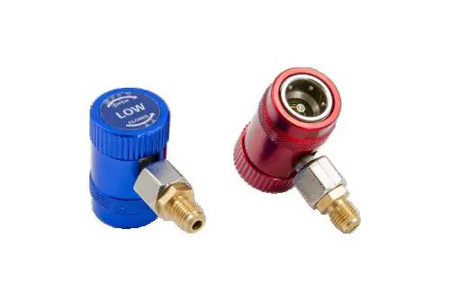 Комплект быстросъемных муфт YF1234H-L для заправки автокондиционеров R-1234yf/R-134a 1/4" Комплект быстросъемных муфт YF1234H-L для заправки автокондиционеров R-1234yf/R-134a 1/4"