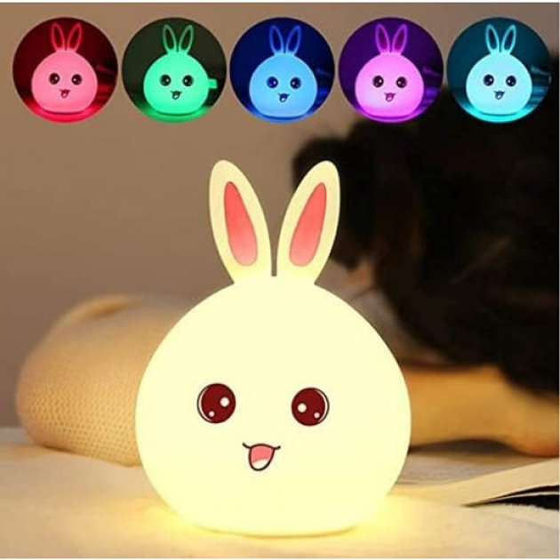 Светильник ночник LED силиконовый Кролик Rabbit-Lamp на аккумуляторе RGB USB DC 0,5V с таймером - фото 5