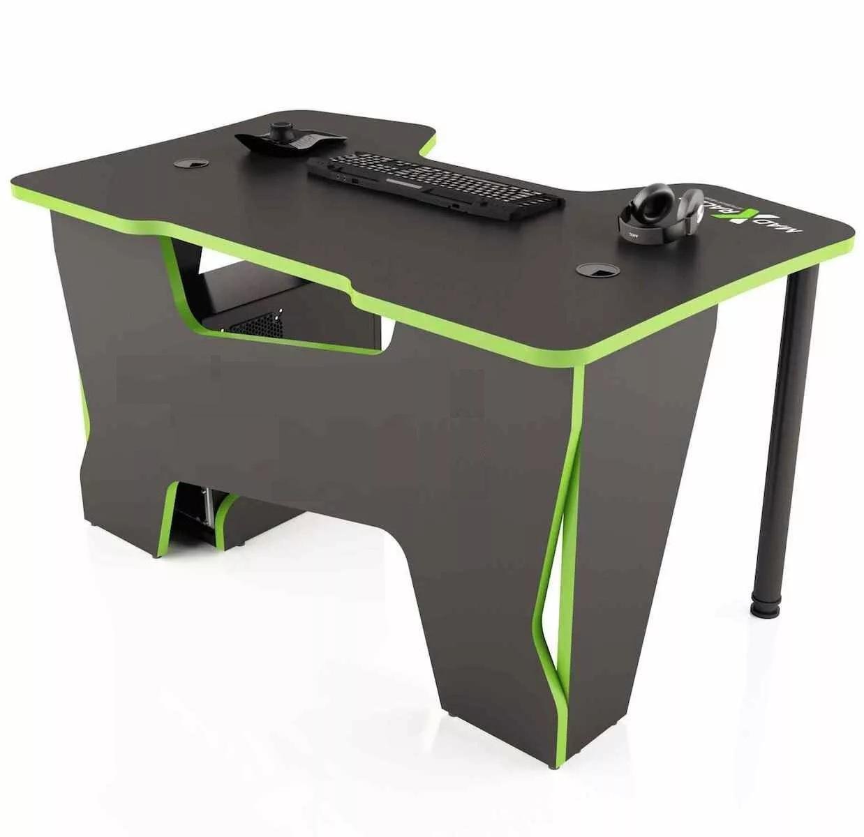 Комп'ютерний стіл геймерський Madxracer Comfort GT12 120х87х75 см Чорний/Зелений (CN-GT12G)