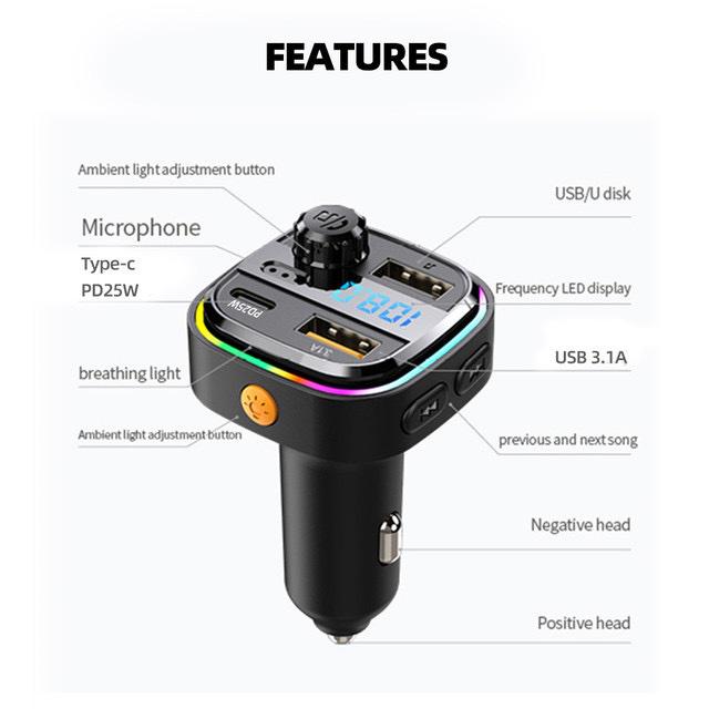 ФМ-модулятор в авто PD 25W Car Charger MP3 Bluetooth - фото 2