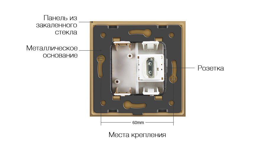 Розетка HDMI Livolo скляна Золотий (VL-C791HD-13) - фото 2