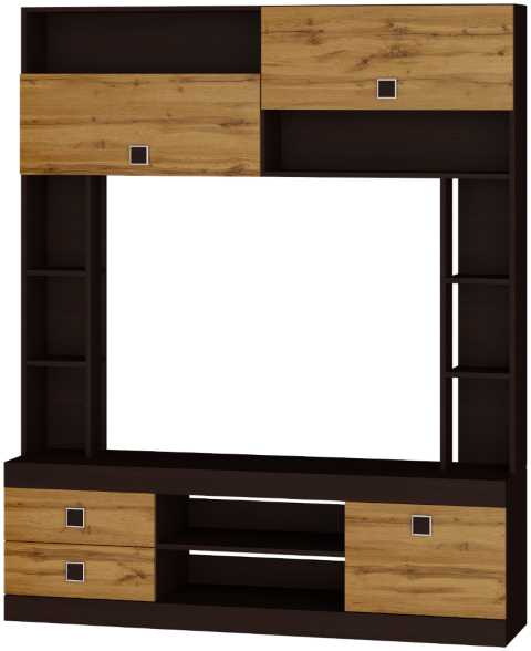 Стенка Everest Соната с нишей под ТВ ящиками и полками 1600х376х1935 мм Венге темный/Дуб крафт золотой (11279) - фото 3