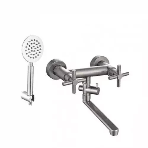 Смеситель для ванны Wezer VAL6-10 с душевым гарнитуром Сатин (2465589401)