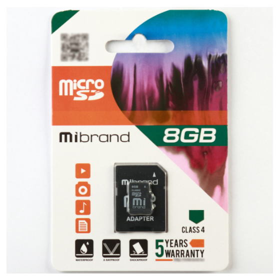 Карта пам'яті Mibrand 8 Gb Class 4 +SD-адаптер MICDC4 8 Gb-A (560952)