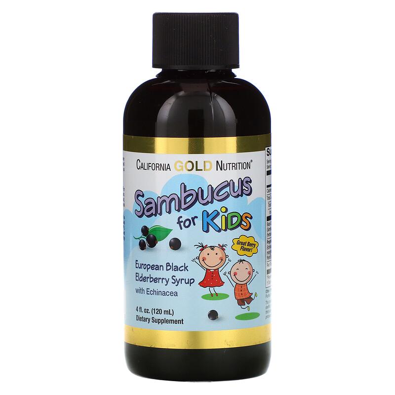 Сироп California Gold Nutrition Sambucus for Kids with Echinacea Black Elderberry из черной бузины с эхинацеей для детей 120 мл Сироп California Gold Nutrition Sambucus for Kids with Echinacea Black Elderberry из черной бузины с эхинацеей для детей 120 мл