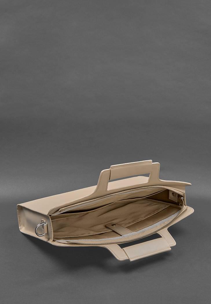 Женская сумка кожаная для ноутбука и для документов Светло-бежевый (A-027532) - фото 5 Женская сумка кожаная для ноутбука и для документов Светло-бежевый (A-027532) - фото 5