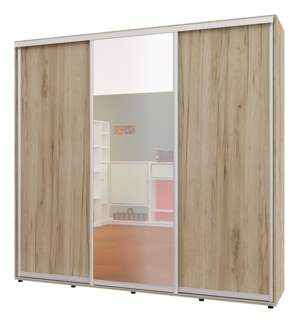 Шкаф-купе трехдверный Алекса ШК-04 ДСП/зеркало/ДСП 240x50x190 см Дуб крафт серый