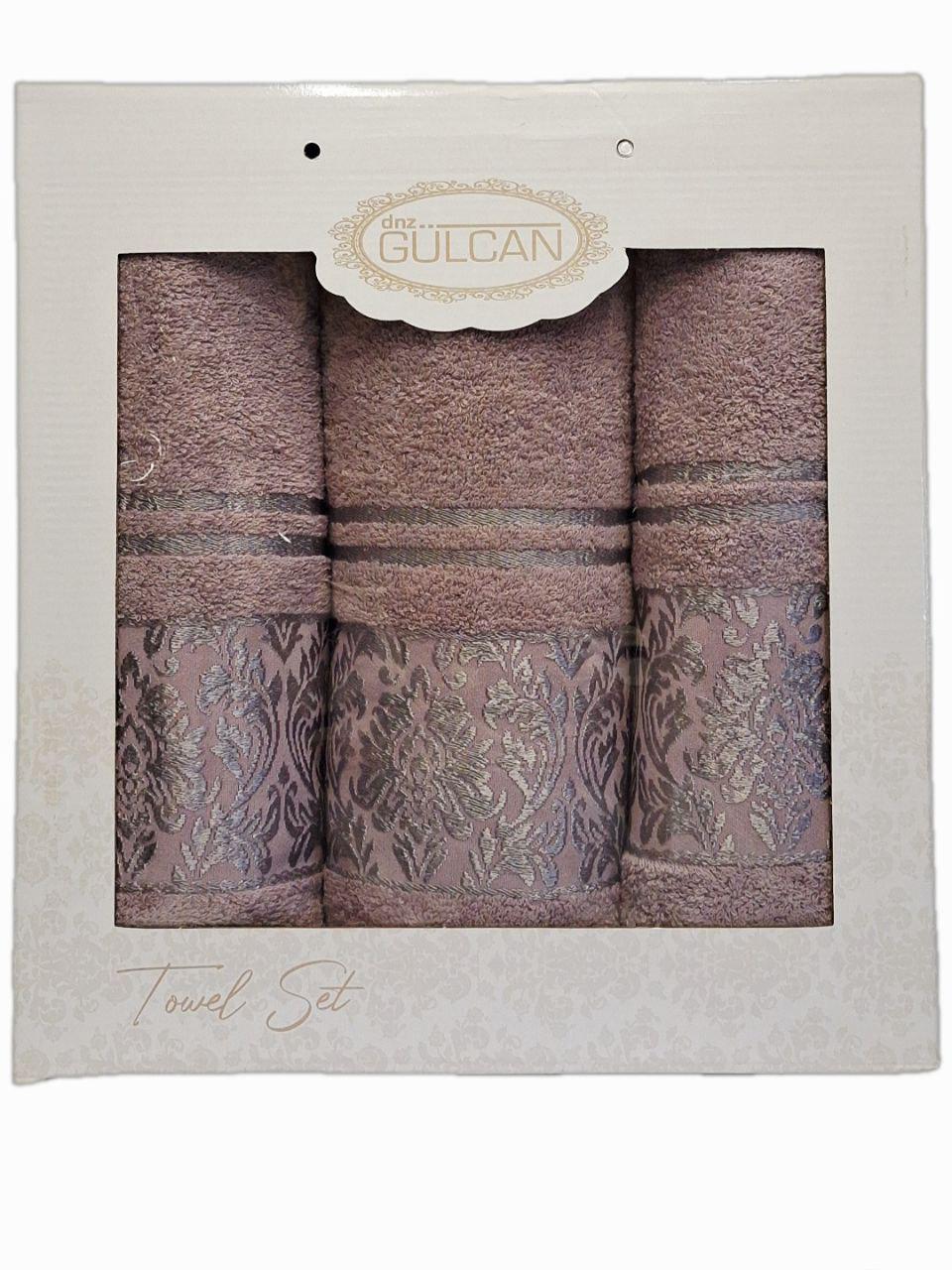 Полотенца подарочные Gulcan Flowers 3 шт. Фуксия (1218)