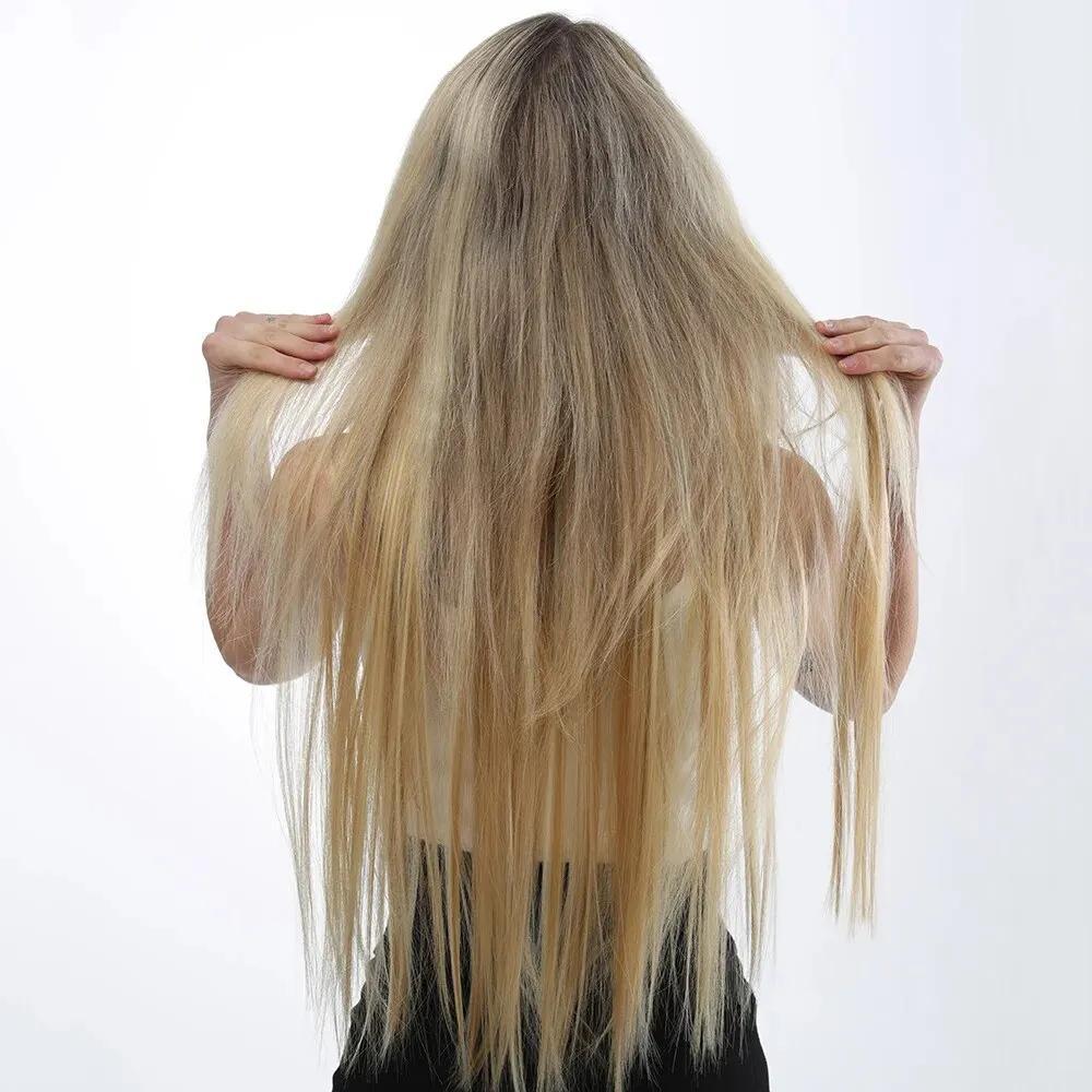 Волосся накладне пряме на еластичній нитці 56 см Золотий Блонд (14505168) - фото 3
