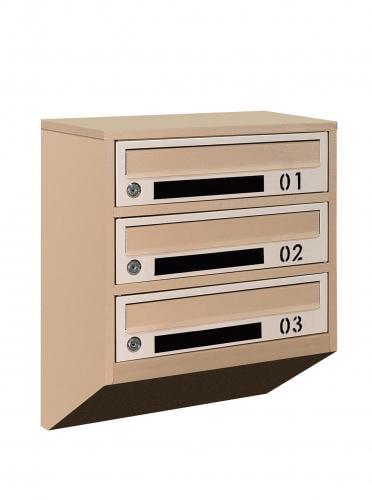 Почтовый ящик Галиндустрия Е1-03-D металлический многосекционный на 3 квартиры Бежевый (132-119-000004765)