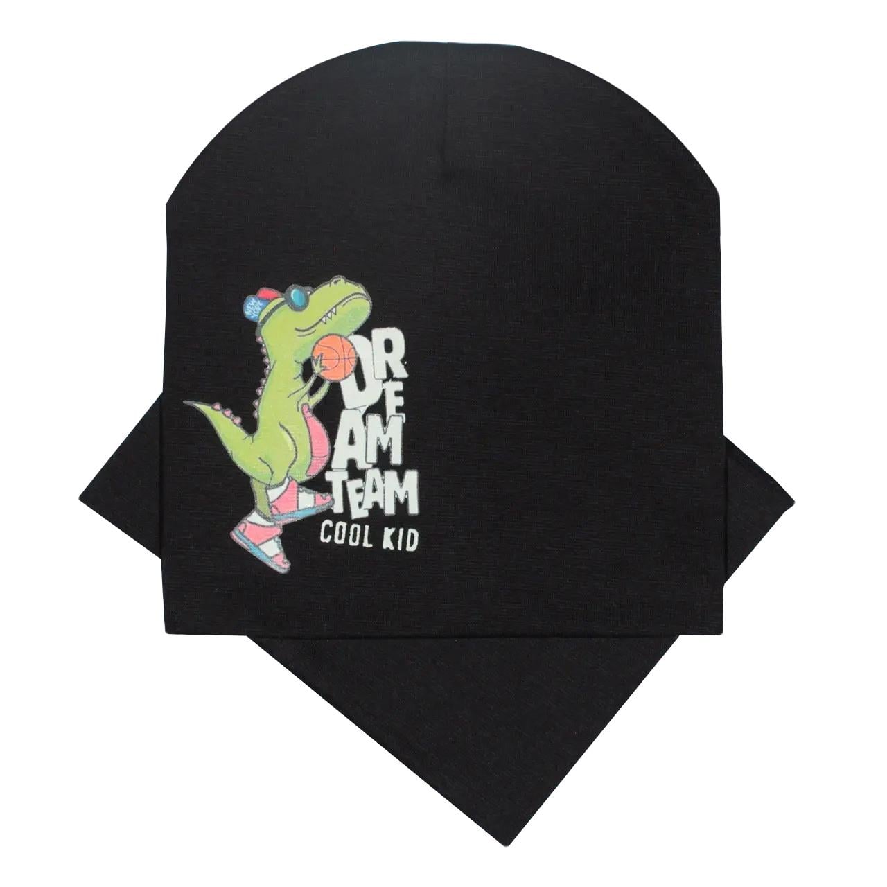 Комплект шапка с хомутом для мальчика Канта Kids Hat 52-56 Черный (OC-722)