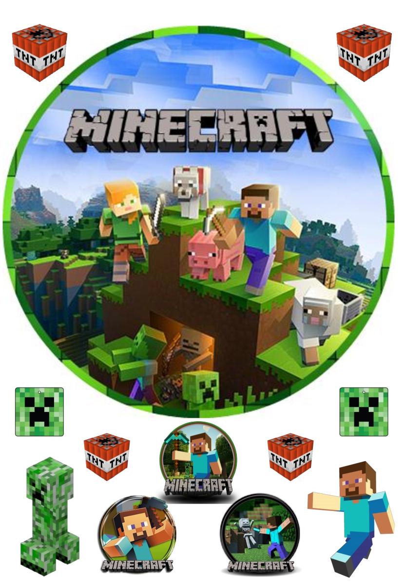 Картинка на торт вафельная Майнкрафт 10 (14595) Картинка на торт вафельная Майнкрафт 10 (14595)