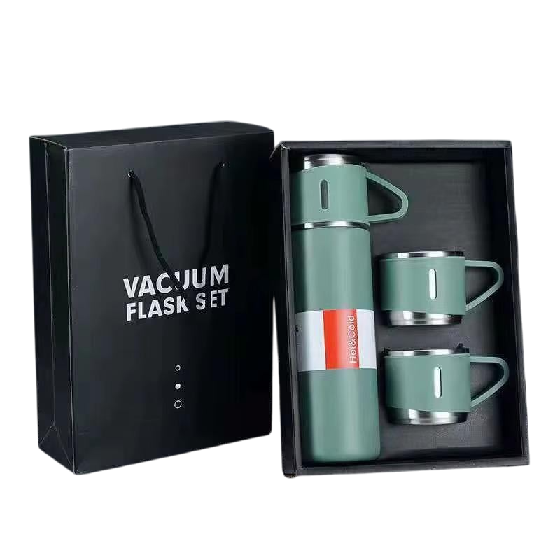 Термос 3 чашки из нержавеющей стали 500 мл Зеленый (termos_green)