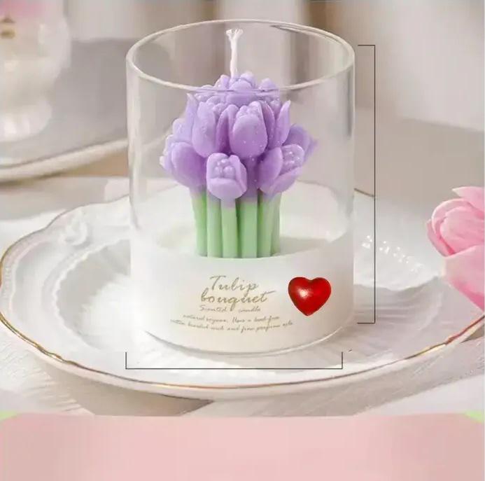 Свеча ароматическая в стакане Tulip bouquet Фиолетовый (31230351)
