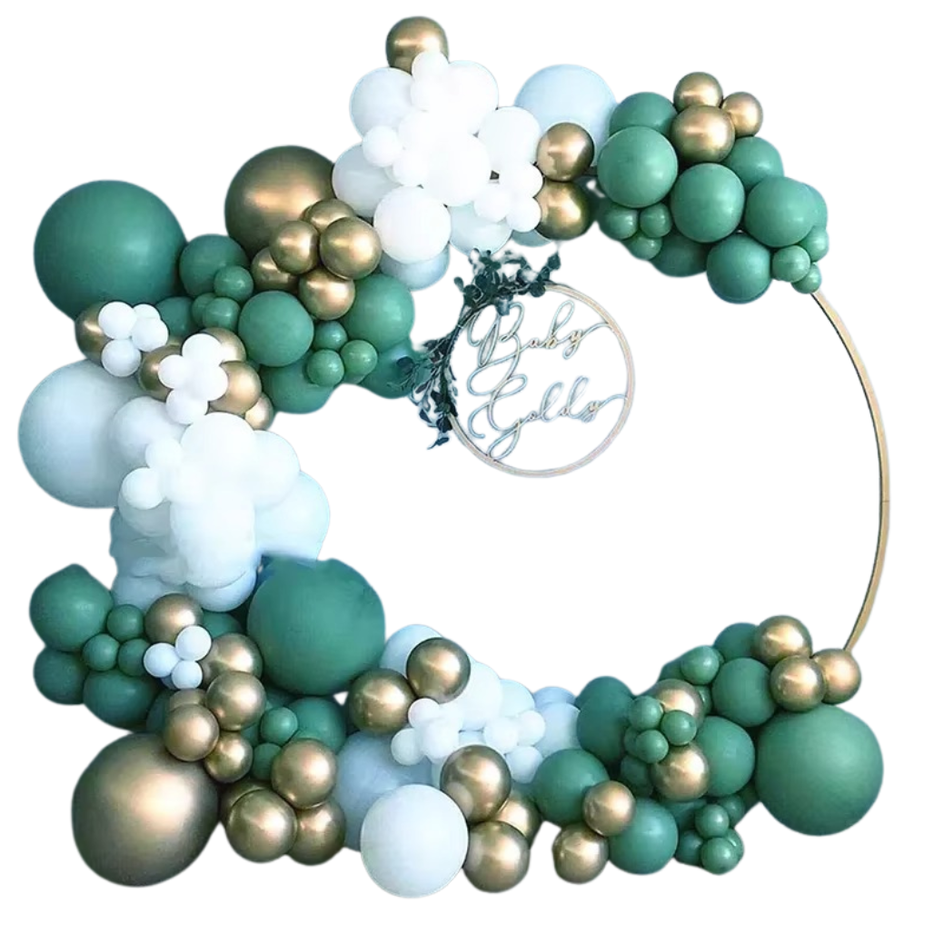 Набор латексных воздушных шаров Зеленый/Белый/Золотой