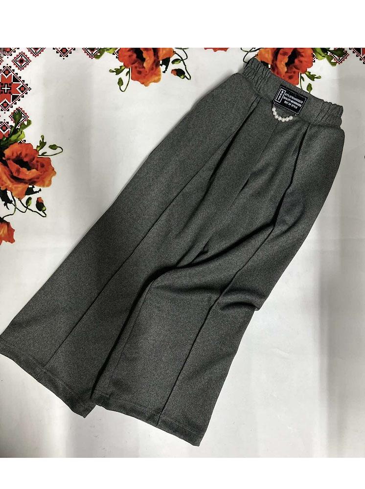 Брюки-палаццо для девочки кашемир с альпакой елочка 2608 146 см Серый (158513)