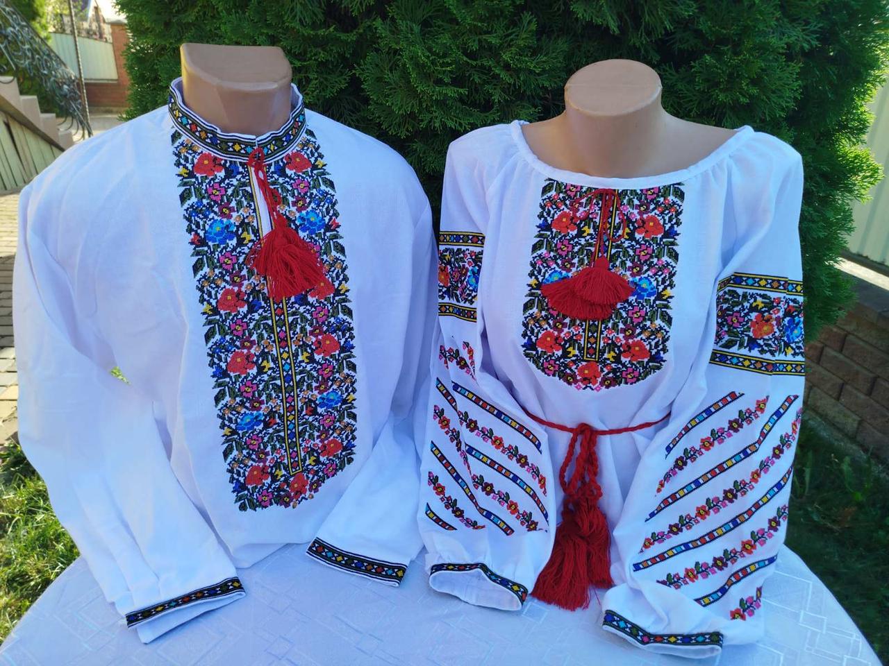 Вишиті сорочки для пари з квітковим орнаментом Борщівка р. 42 (29377876) - фото 5 Вишиті сорочки для пари з квітковим орнаментом Борщівка р. 42 (29377876) - фото 5