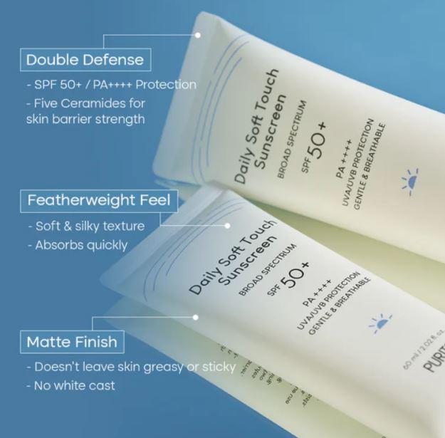 Крем солнцезащитный с керамидами Purito Daily Soft Touch Sunscreen SPF50+/PA++++ 60 мл (P03041) - фото 3 Крем солнцезащитный с керамидами Purito Daily Soft Touch Sunscreen SPF50+/PA++++ 60 мл (P03041) - фото 3