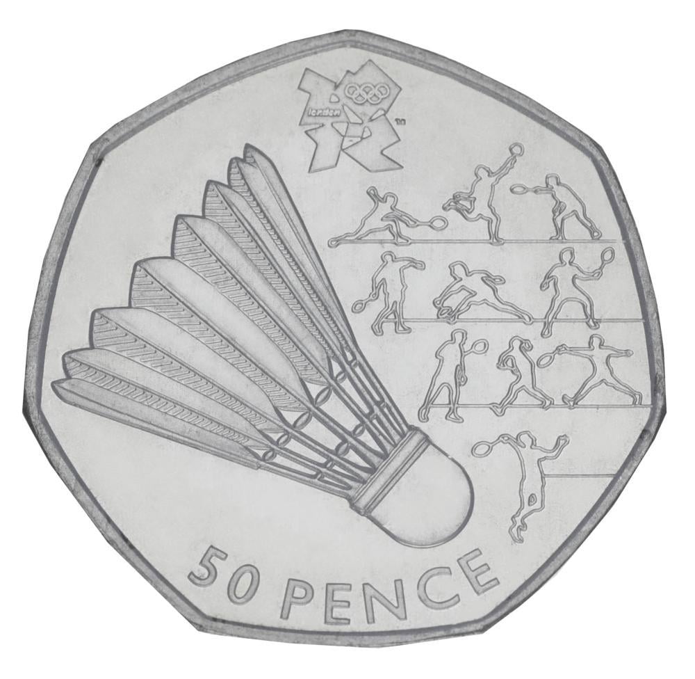 Коллекционная монета Великобритания 50 пенсов 2011 UNC XXX Летние Олимпийские игры 2012 в Лондоне-Бадминтон (М20914)