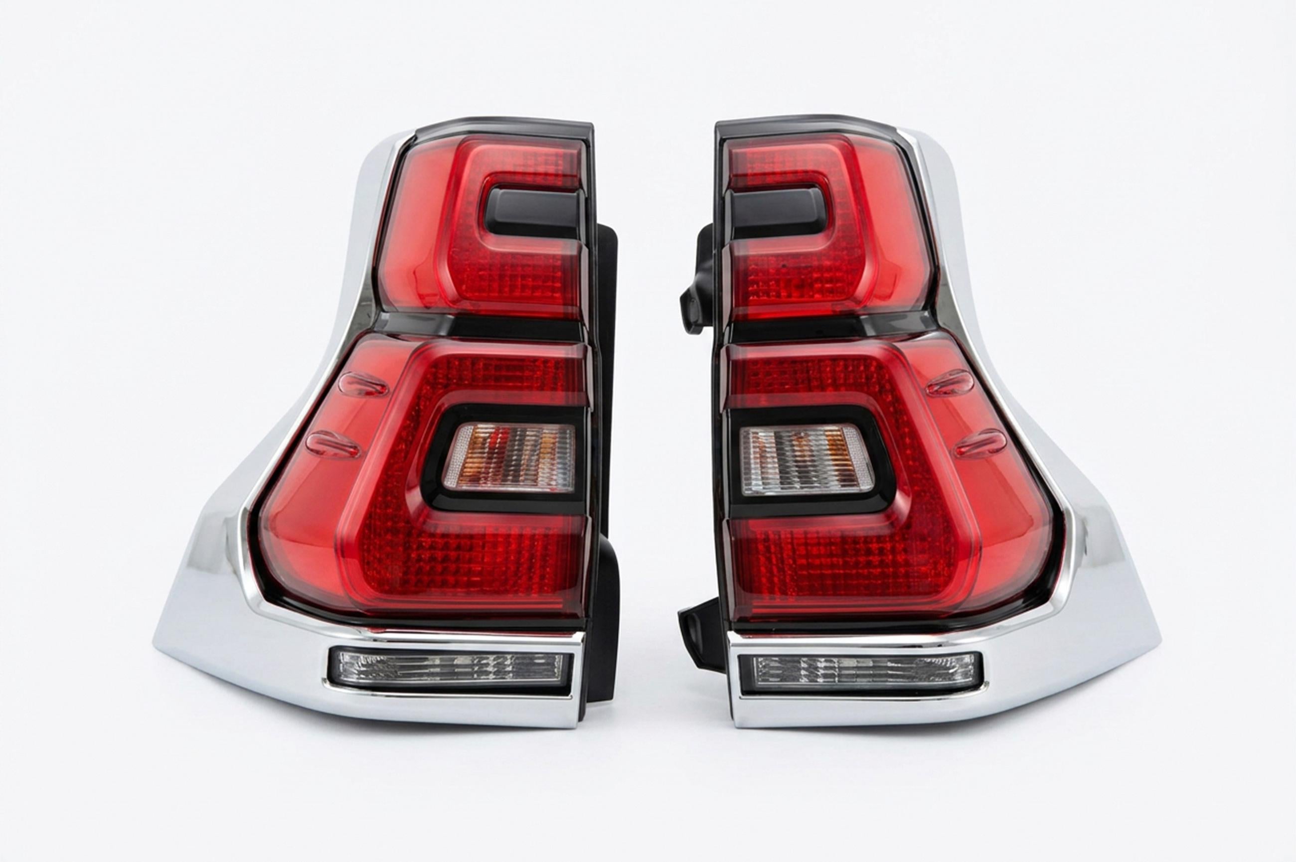 Задние фонари 1234 Upgrade LED V2 2017-2023 для Toyota Land Cruiser Prado 150 2009-2023 гг. разные материалы 2 шт. Chrome (191521)