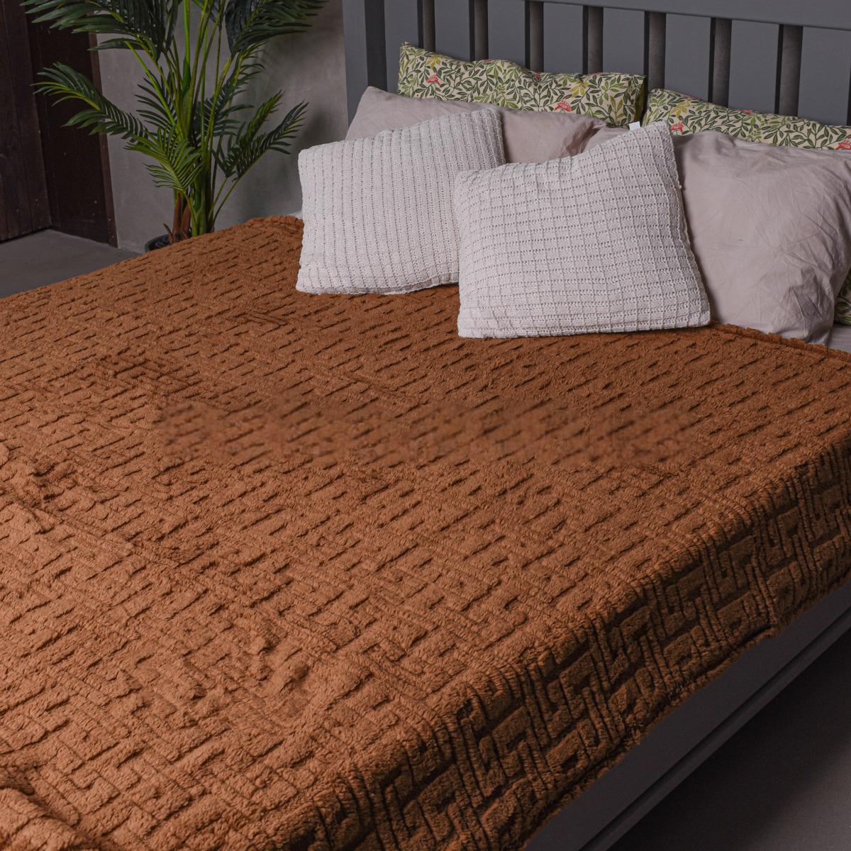 Плед пушистый Koloco Лабиринт евро 200х230 см Темно-коричневый (38504)