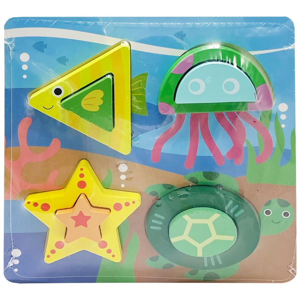 Пазл-вкладиш дерев'яний дитячий 3D Морскі Тварини C15057-5 (RLT48476) Пазл-вкладиш дерев'яний дитячий 3D Морскі Тварини C15057-5 (RLT48476)