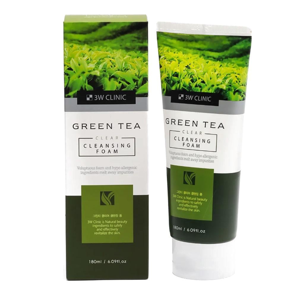 Пінка для вмивання 3W Clinic Green Tea Clear Cleansing Foam з зеленим чаєм 180 мл (2005776582)
