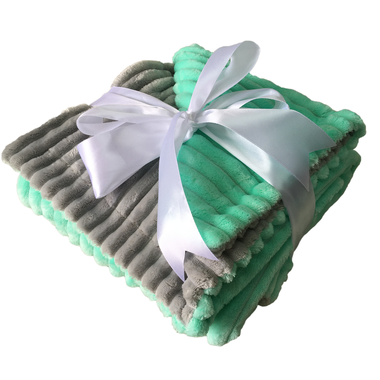 Детский плюшевый плед Сладкий сон 80х80 см Мятный/Серый (1143005362)