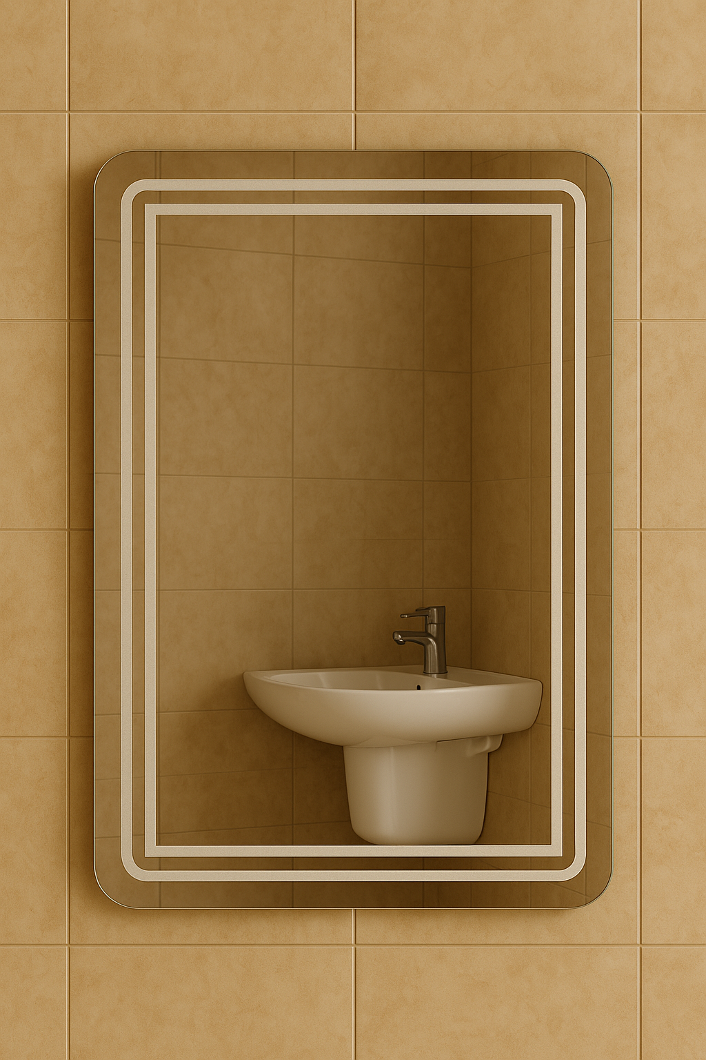 Зеркало MPS-64 90х60 см прямоугольное с закругленными углами без подсветки