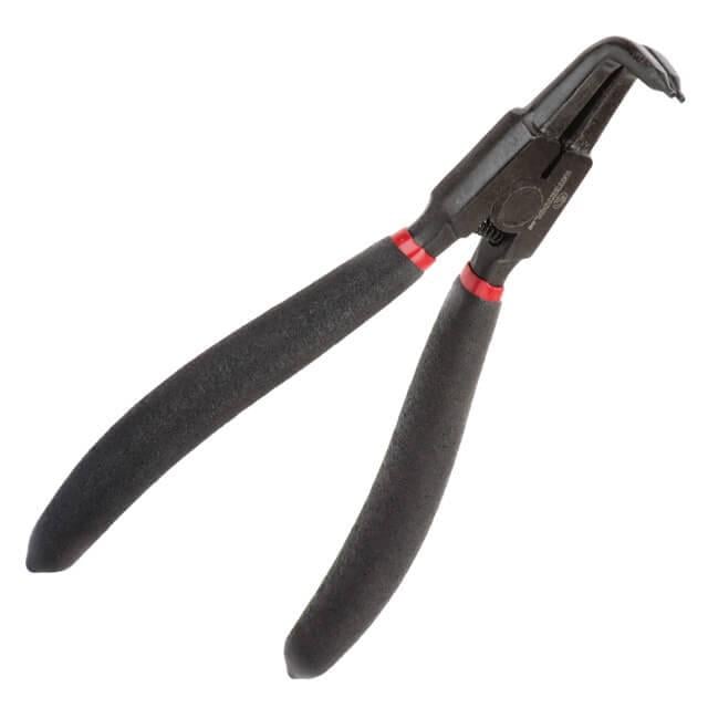 Щипці для зняття та встановлення стопорних кілець Intertool HT-7019 180 мм 40CrV зігнуті на розжим/фосфатовані