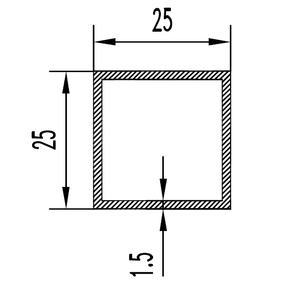Труба алюминиевая квадратная 25х25х1,5 мм AS - фото 3