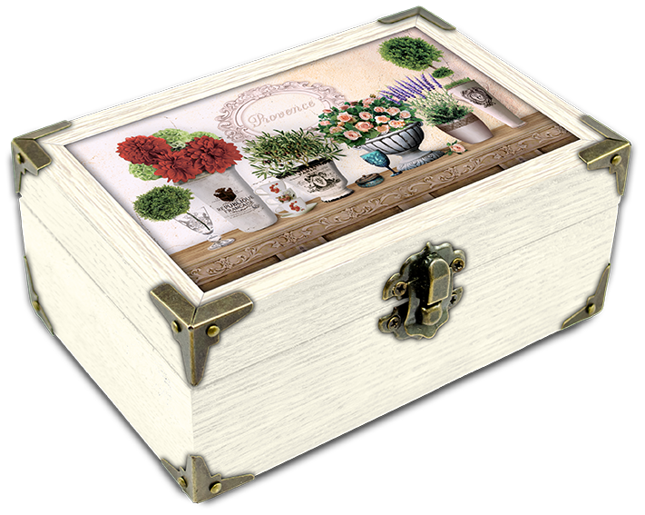 Скриня дерев'яна-еко Прованс Букет георгін та троянд 10х15 см Білий (пршк0102бп10х15)