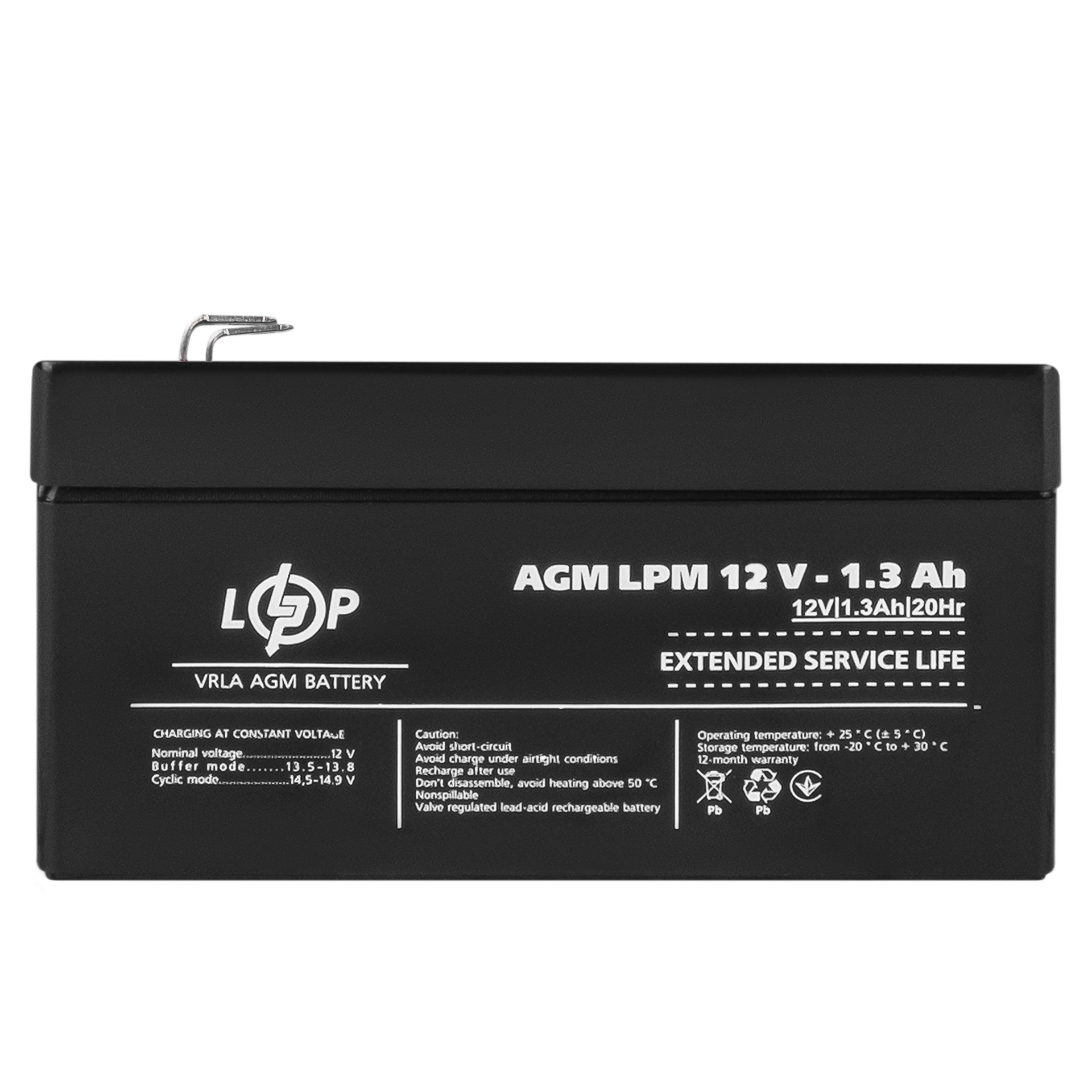 Акумулятор LogicPower AGM LPM 12V 1,3 Ah (4131) - фото 3