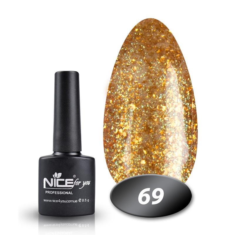 Гель-лак Nice for you Основная палитра 8,5 г №069 Золото с большими блестками - фото 1 Гель-лак Nice for you Основная палитра 8,5 г №069 Золото с большими блестками - фото 1