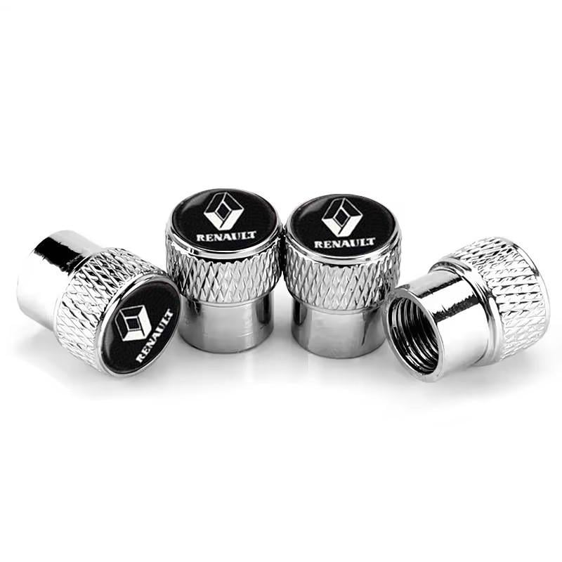 Набор защитных колпачков на ниппель SUNROZ Caps для Рено Rif Metal Silver Renault надпись 4 шт. (A67774)