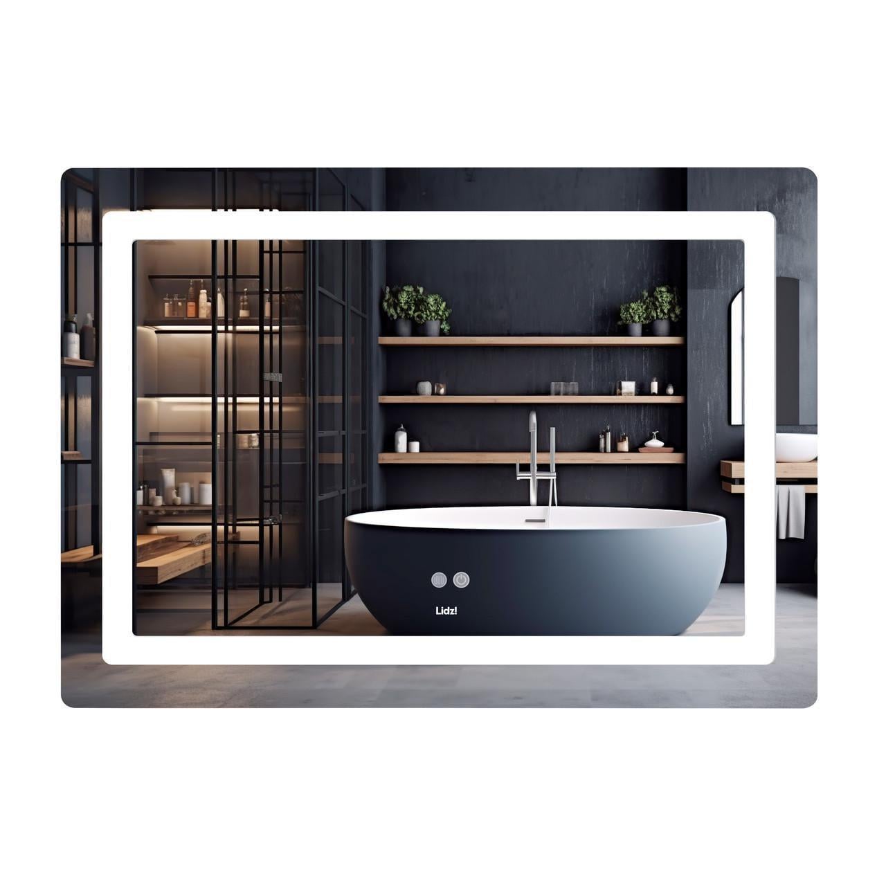 Зеркало для ванной комнаты Lidz Kubis KU2 LED-подсветка Touch/антизапотевание/димер/регулировка яркости 1000х800 мм (LD78LF6141008048450)