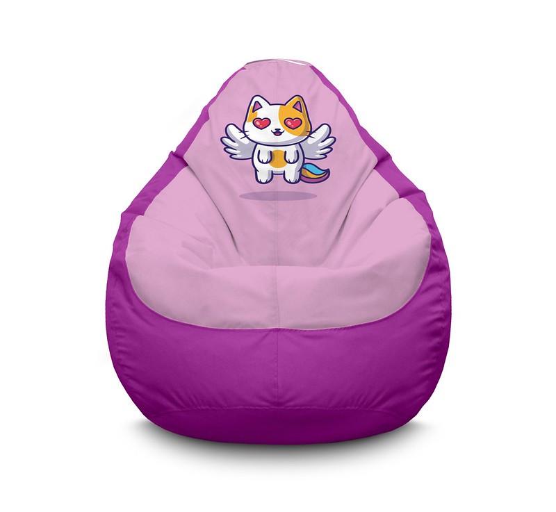 Кресло мешок iPuff Cute cat With Wings Оксфорд XXXL 100х135 см Сиреневый