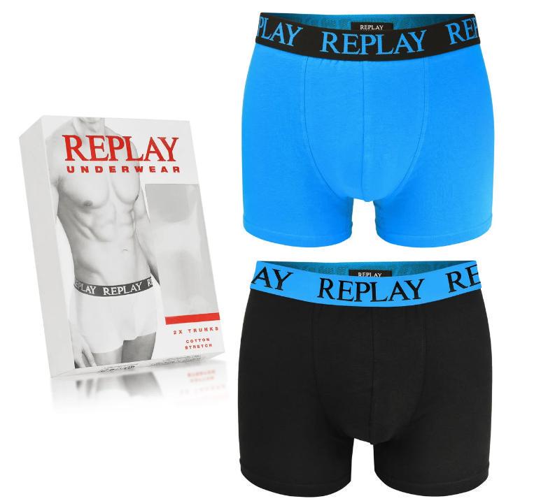 Труси боксери чоловічі анатомічні Replay 2 шт. S Чорний/Насичений-синій (102396138) - фото 2