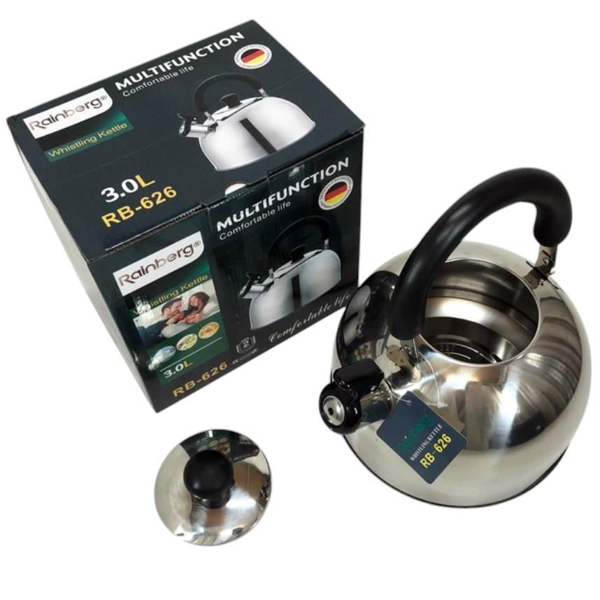 Чайник для электрических и газовых плит Rainberg RB-626 из нержавеющей стали с свистком 3 л (162) - фото 8
