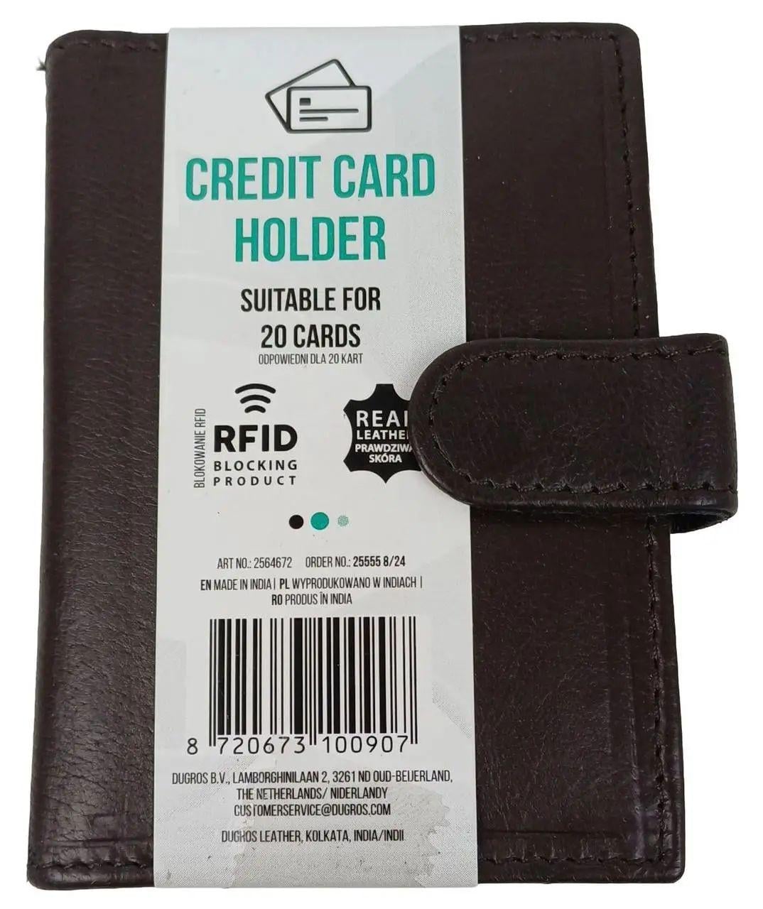 Картхолдер шкіряний Dugros із захистом RFID Коричневий (8720673100907)