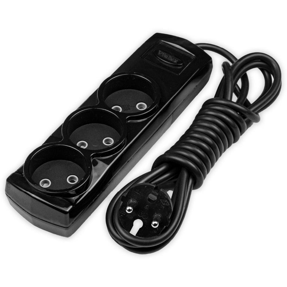 Подовжувач тримісний Violux без заземлення 3 м Чорний (920480)