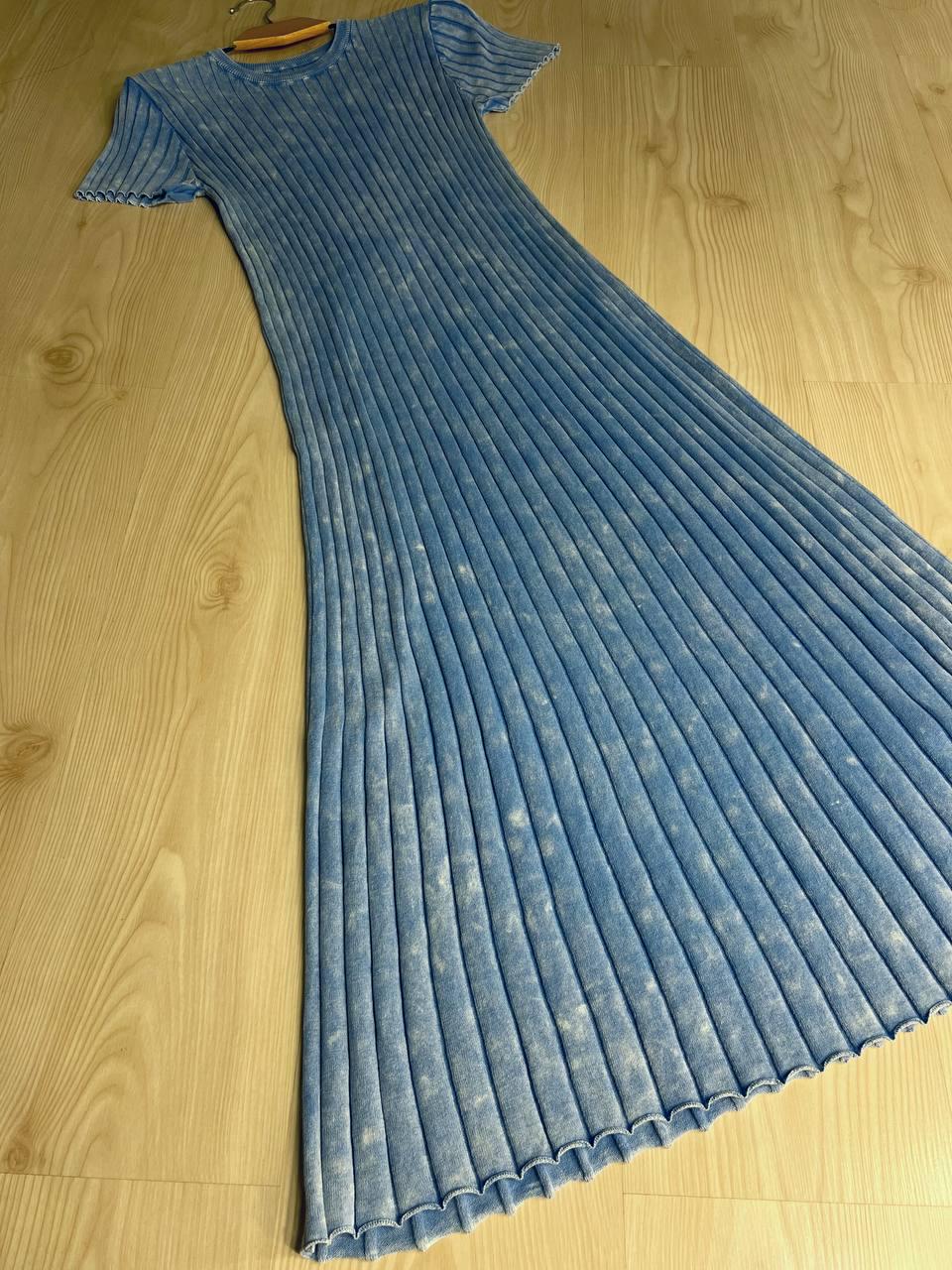 Платье женское Fashion 3042 длинная трапеция трикотажное в рубчик OS Голубой (26404729) - фото 2 Платье женское Fashion 3042 длинная трапеция трикотажное в рубчик OS Голубой (26404729) - фото 2